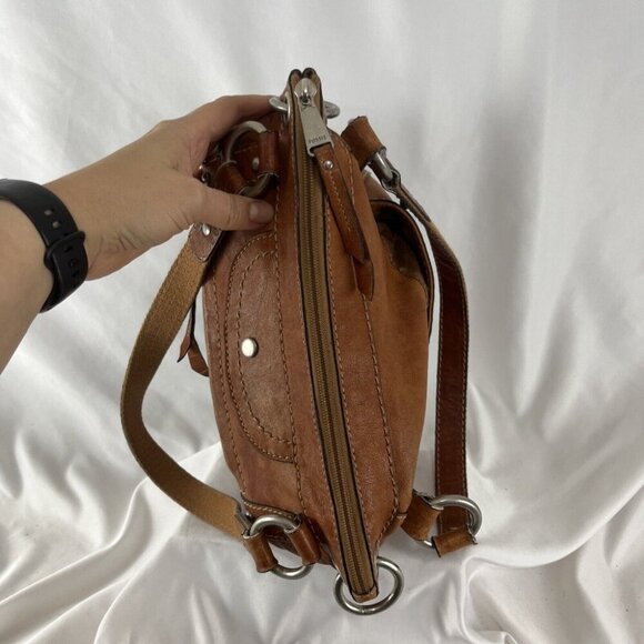 Fossil Cognac-Colour Leather Medium-Size 70s Style Handbag - Picture 12 of 16
